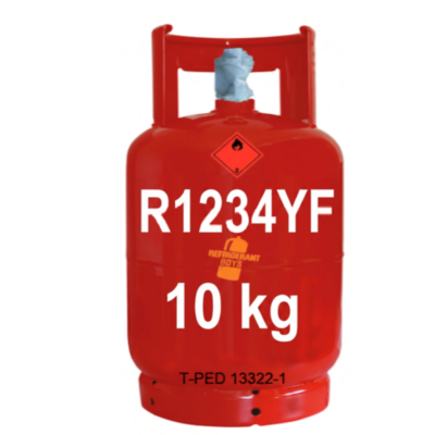 R1234yf Refrigerant Gas Cylinder - 10 kg (Refillable) - W21.8” x 1/14” LH Valve - T-PED Certified - Gaz Frigorifique France