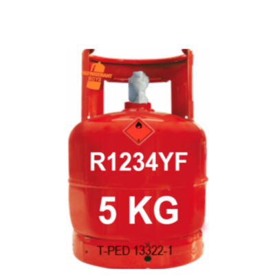 R1234yf Refrigerant Gas Cylinder - 5 kg (Refillable) - W21.8” x 1/14” LH Valve - T-PED Certified - Gaz Frigorifique France