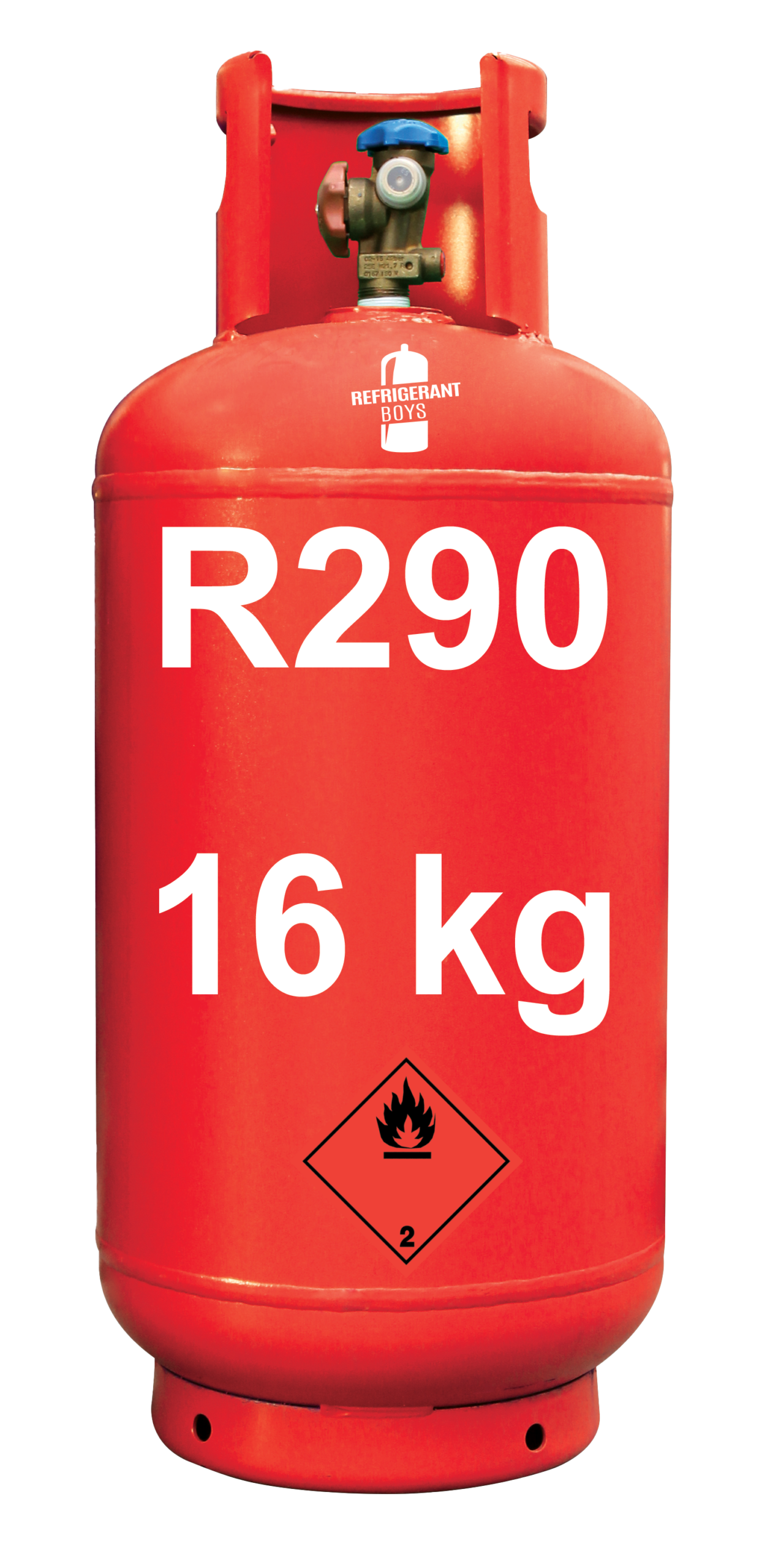 R290 (Propane) Refrigerant Gas Cylinder, 16 kg – Dual-Tap Valve, 21.7 x 1/14" LHT (T-PED / EN 13322-1 Certified) - Gaz Frigorifique France