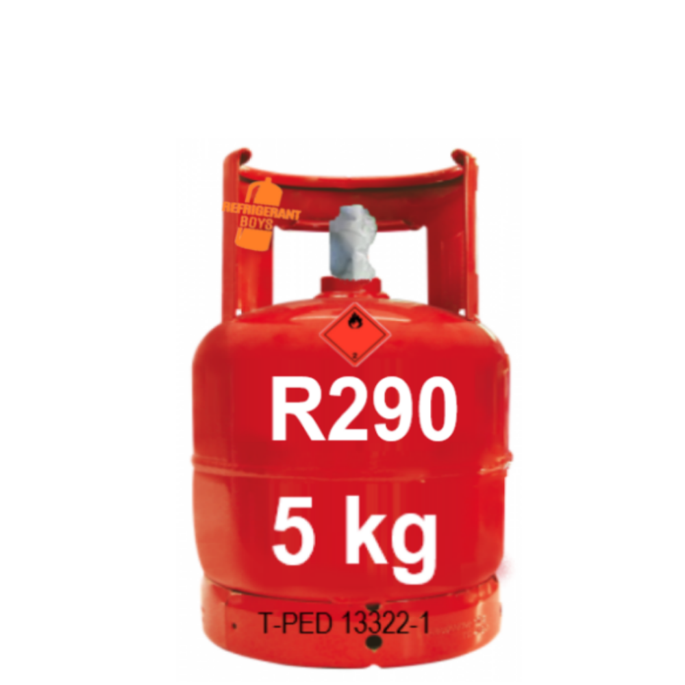 R290 (Propane) Refrigerant Gas Cylinder, 5 kg – Valve 21.7 x 1/14" LH (T-PED / EN 13322-1 Certified) - Gaz Frigorifique France