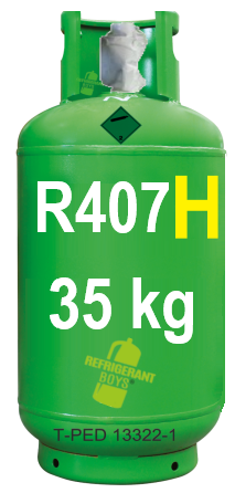 R407H Refrigerant Gas - 35 kg Rechargeable Cylinder - 21.8" x 1/14" Valve - Gaz Frigorifique France