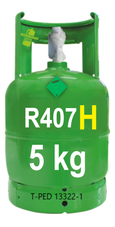 R407H Refrigerant Gas - 5 kg Rechargeable Cylinder - 1/4" SAE Valve - Gaz Frigorifique France