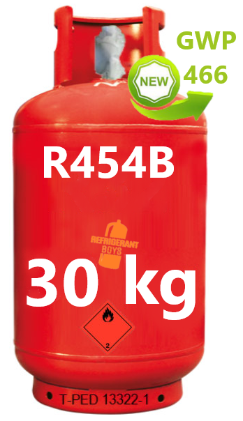 R454B Refrigerant Gas Cylinder - 30kg - (T-PED) - W 21.7 x 1/14" LH Valve - Gaz Frigorifique France