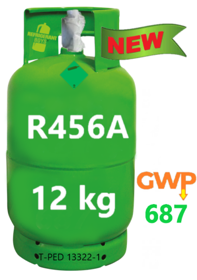 R456A Refrigerant Gas Cylinder - 12kg - (T-PED) - 1/4" SAE Valve - Gaz Frigorifique France