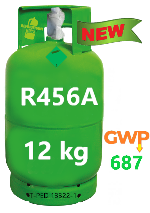 R456A Refrigerant Gas Cylinder - 12kg - (T-PED) - 1/4" SAE Valve - Gaz Frigorifique France